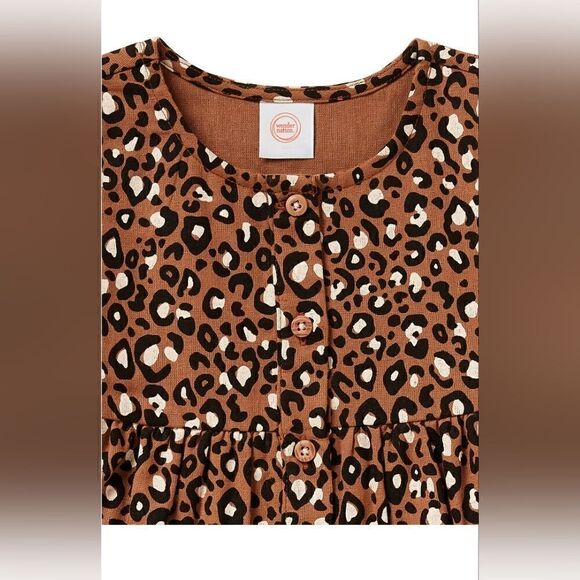 Nwt Cotton Long Sleeve Leopard Dress - Picture 7 of 8